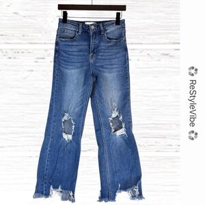 RISEN Women’s Size 5/27 Denim Jeans High Rise Crop Ankle Straight Fit Stretch